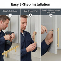 10 Pack 3 Inch(76mm) Hole Center Drawer Pulls，Brushed Brass Cabinet Pulls Stainless Steel Drawer Handles for Dresser Drawers