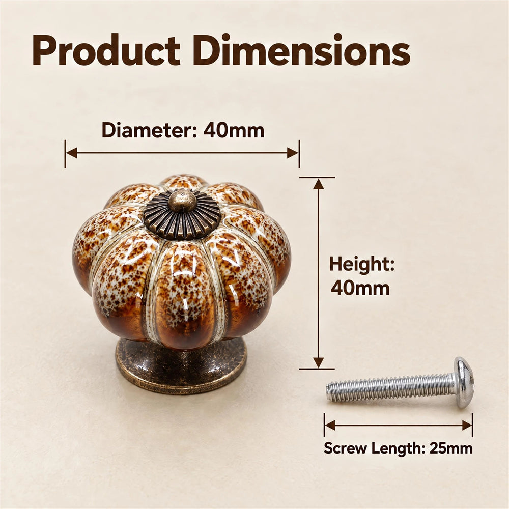 10 Pack Leopard White Ceramic Pumpkin Knobs，Color Glaze Dresser Drawer Pulls