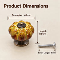 10 Pack Leopard White Ceramic Pumpkin Knobs，Color Glaze Dresser Drawer Pulls