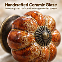 10 Pack Leopard White Ceramic Pumpkin Knobs，Color Glaze Dresser Drawer Pulls