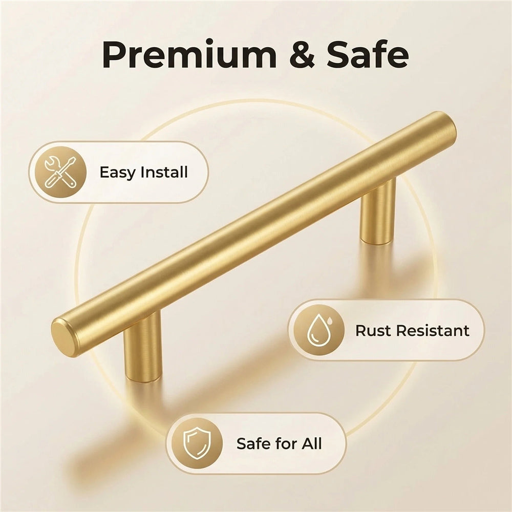 10 Pack 3 Inch(76mm) Hole Center Drawer Pulls，Brushed Brass Cabinet Pulls Stainless Steel Drawer Handles for Dresser Drawers