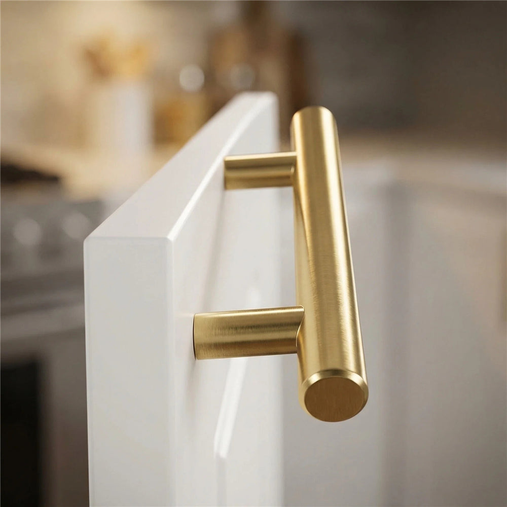 10 Pack 3 Inch(76mm) Hole Center Drawer Pulls，Brushed Brass Cabinet Pulls Stainless Steel Drawer Handles for Dresser Drawers