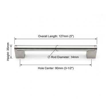 Brushed Nickel Cabinet Pulls Modern Drawer Pulls - Large Size - Hole Centers(3.5,3.75,4",4.5,5",6.25",7.5",8.8",10",11.33")