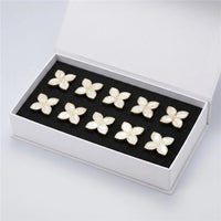 Petal Cabinet Knobs, Gold Dresser Drawers Knobs, Four Leaf Clover Decorative Knobs For Furniture Cupboard Hardware (Large, Snowflake White)