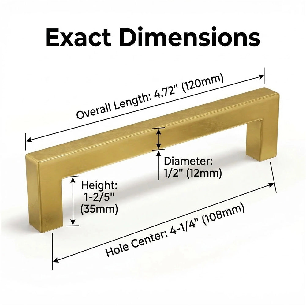 1 Pack 4.25 Inch Center To Center Brushed Brass Cabinet Pulls(Hole Center: 4.25"(108mm))