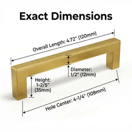 1 Pack 4.25 Inch Center To Center Brushed Brass Cabinet Pulls(Hole Center: 4.25