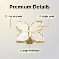 Petal Cabinet Knobs, Gold Dresser Drawers Knobs, Four Leaf Clover Decorative Knobs For Furniture Cupboard Hardware (Large, Snowflake White)