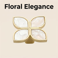 Petal Cabinet Knobs, Gold Dresser Drawers Knobs, Four Leaf Clover Decorative Knobs For Furniture Cupboard Hardware (Large, Snowflake White)