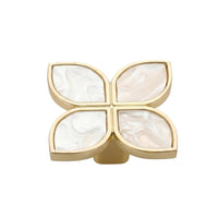 Petal Cabinet Knobs, Gold Dresser Drawers Knobs, Four Leaf Clover Decorative Knobs For Furniture Cupboard Hardware (Large, Snowflake White)
