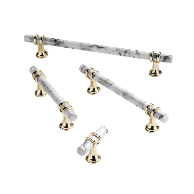 1 Pack Marble Pattern Solid Drawer Pulls，Knobs & Handles，White Marble Pattern Print - Marble Finish Series - Hole Centers(Knob，3.75"，5"，7.5")