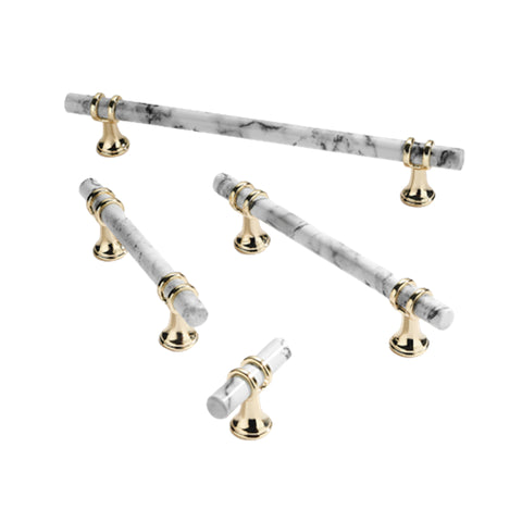 1 Pack Marble Pattern Solid Drawer Pulls，Knobs & Handles，White Marble Pattern Print - Marble Finish Series - Hole Centers(Knob，3.75