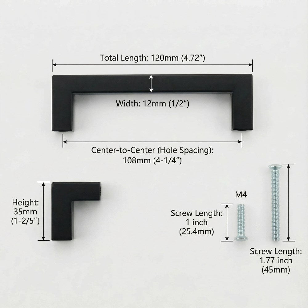 10 Pack 4.25 Inch(Center To Center) Matte Black Cabinet Handles