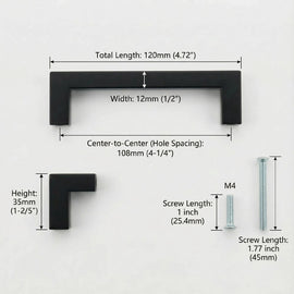 1 Pack 4.25 Inch Center To Center Matte Black Cabinet Pulls(Hole Center：4.25