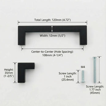 1 Pack 4.25 Inch Center To Center Matte Black Cabinet Pulls(Hole Center：4.25