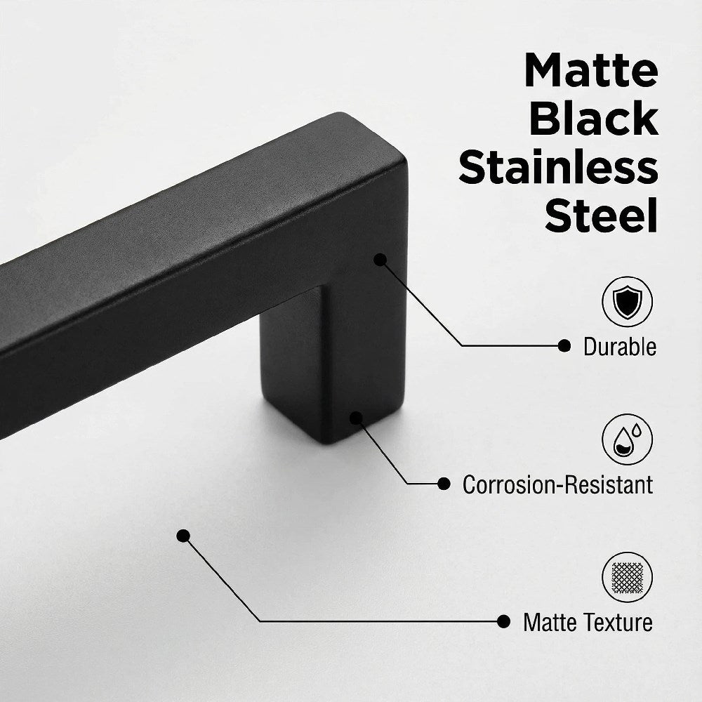 10 Pack 4.25 Inch(Center To Center) Matte Black Cabinet Handles