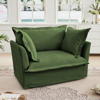 Single Deep Seat Comfy Single Couch Sofa Multiple Large Soft Pillows (Chenille Fabric, Green)