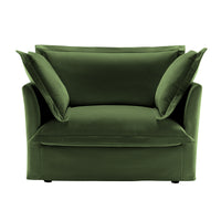 Single Deep Seat Comfy Single Couch Sofa Multiple Large Soft Pillows (Chenille Fabric, Green)