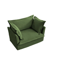 Single Deep Seat Comfy Single Couch Sofa Multiple Large Soft Pillows (Chenille Fabric, Green)