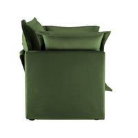 Single Deep Seat Comfy Single Couch Sofa Multiple Large Soft Pillows (Chenille Fabric, Green)