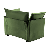Single Deep Seat Comfy Single Couch Sofa Multiple Large Soft Pillows (Chenille Fabric, Green)