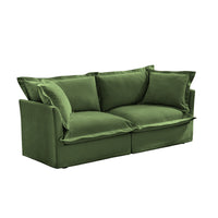 Modern Slipcovered 2-Seat Sofa Couches for Living Room, 2 Seater Sofa, Plain Chenille Deep Seat Sofawith Upholstered Cushion&Detachable Cover (Chenille Fabric，Green)