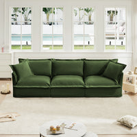 Modern 3 Seater Sofa, Upholstered Sectional Sofa with Armrest, Comfy Couches for Living Room, Apartment, Home Office (Chenille Fabric, Green)