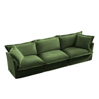 Modern 3 Seater Sofa, Upholstered Sectional Sofa with Armrest, Comfy Couches for Living Room, Apartment, Home Office (Chenille Fabric, Green)