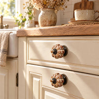 10 Pack Leopard White Ceramic Pumpkin Knobs, Color Glaze Dresser Drawer Pulls