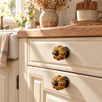 10 Pack Leopard Yellow Ceramic Pumpkin Knobs, Color Glaze Dresser Drawer Pulls