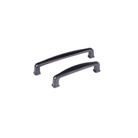 10 Pack Matt Black Solid Cabinet Handles, 5 Inch(128mm) Hole Centers Arch Zinc Alloy Cabinet Pulls for Bathroom Dresser Drawer Handles