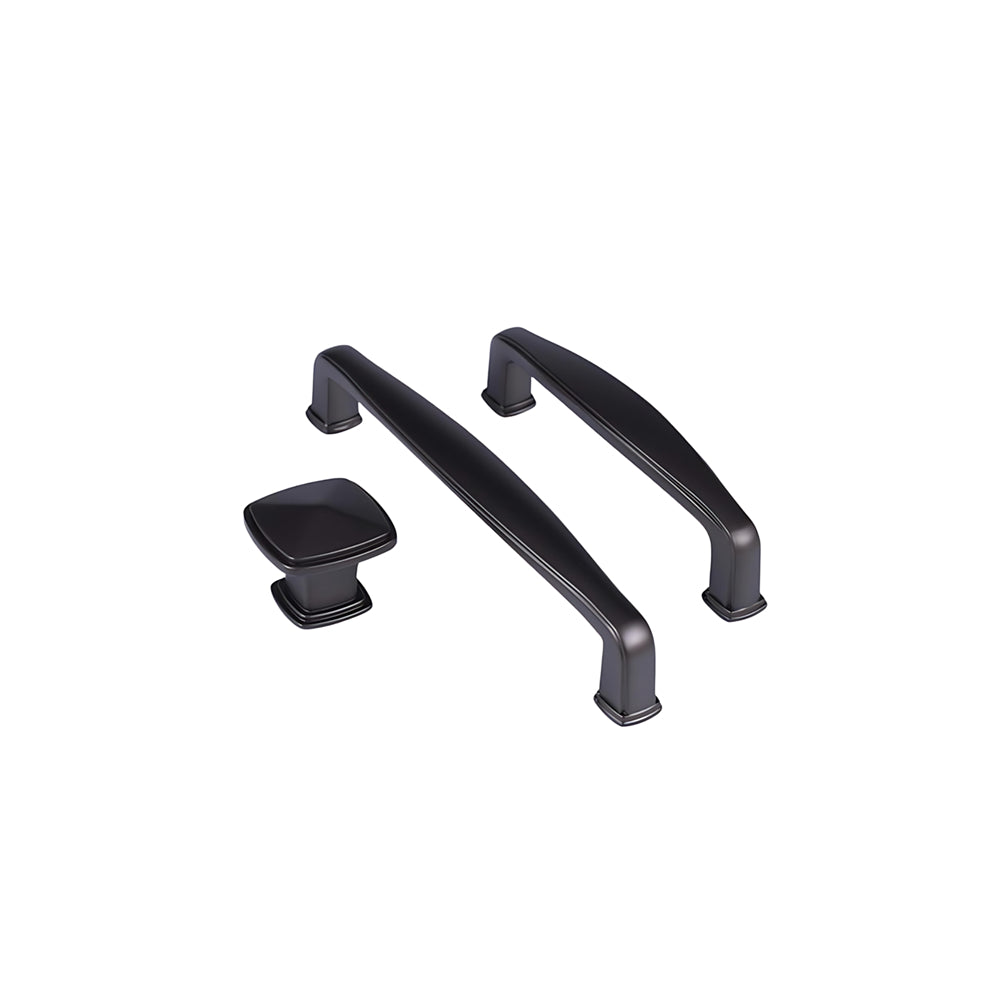 10 Pack Matt Black Solid Cabinet Handles, 5 Inch(128mm) Hole Centers Arch Zinc Alloy Cabinet Pulls for Bathroom Dresser Drawer Handles