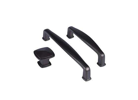 10 Pack Matt Black Solid Cabinet Handles, 5 Inch(128mm) Hole Centers Arch Zinc Alloy Cabinet Pulls for Bathroom Dresser Drawer Handles