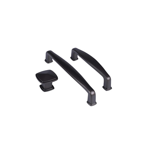 10 Pack Matt Black Solid Cabinet Handles, 5 Inch(128mm) Hole Centers Arch Zinc Alloy Cabinet Pulls for Bathroom Dresser Drawer Handles