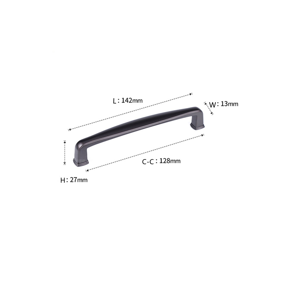 10 Pack Matt Black Solid Cabinet Handles, 5 Inch(128mm) Hole Centers Arch Zinc Alloy Cabinet Pulls for Bathroom Dresser Drawer Handles