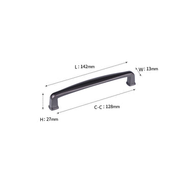 10 Pack Matt Black Solid Cabinet Handles, 5 Inch(128mm) Hole Centers Arch Zinc Alloy Cabinet Pulls for Bathroom Dresser Drawer Handles