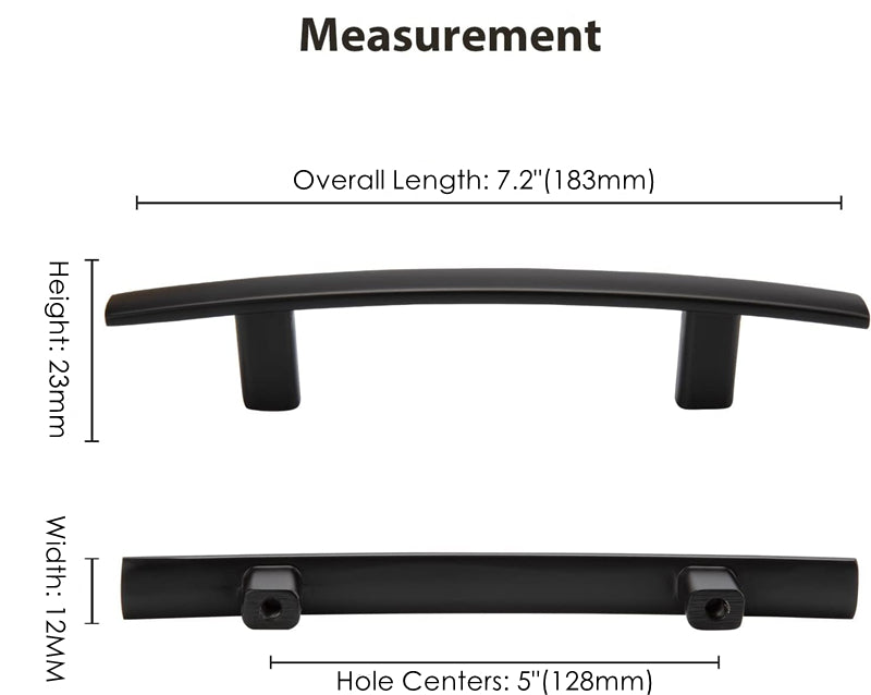 5 inch(Center To Center) Matte Black Kitchen Drawer Pulls Arch Cabinet Handles