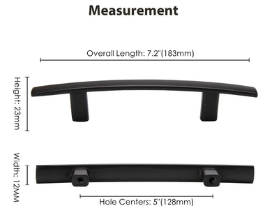 5 inch(Center To Center) Matte Black Kitchen Drawer Pulls Arch Cabinet Handles