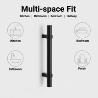 Flat Black Cabinet Bar Handle Pull - 3.5" (90mm) Hole Centers