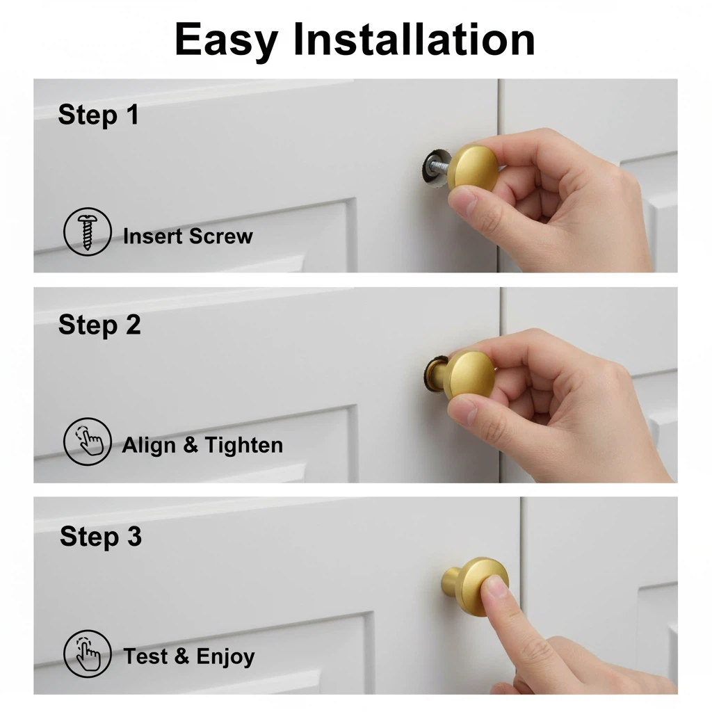 10 Pack Brushed Brass Cabinet Knobs，Solid Single Hole Zinc alloy Round Cabinet Knobs for Kitchen Drawers and Cabinets