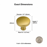 10 Pack Brushed Brass Cabinet Knobs，Solid Single Hole Zinc alloy Round Cabinet Knobs for Kitchen Drawers and Cabinets