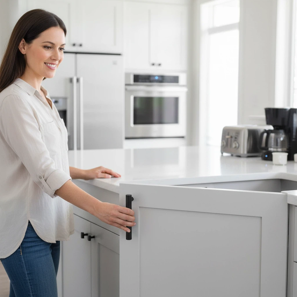 Flat Black Cabinet Bar Handle Pull - 3.5" (90mm) Hole Centers