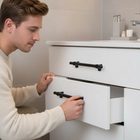 Flat Black Cabinet Bar Handle Pull - 3.5" (90mm) Hole Centers
