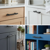 Flat Black Cabinet Bar Handle Pull - 3.5" (90mm) Hole Centers