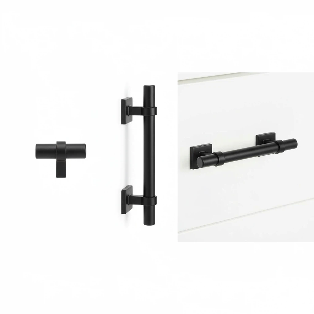 Flat Black Cabinet Bar Handle Pull - 3.5" (90mm) Hole Centers