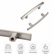 Curved Arch Cabinet Pulls，Zinc Handle Bar 5 Inch (128mm Hole Centers，Brushed Nickel)