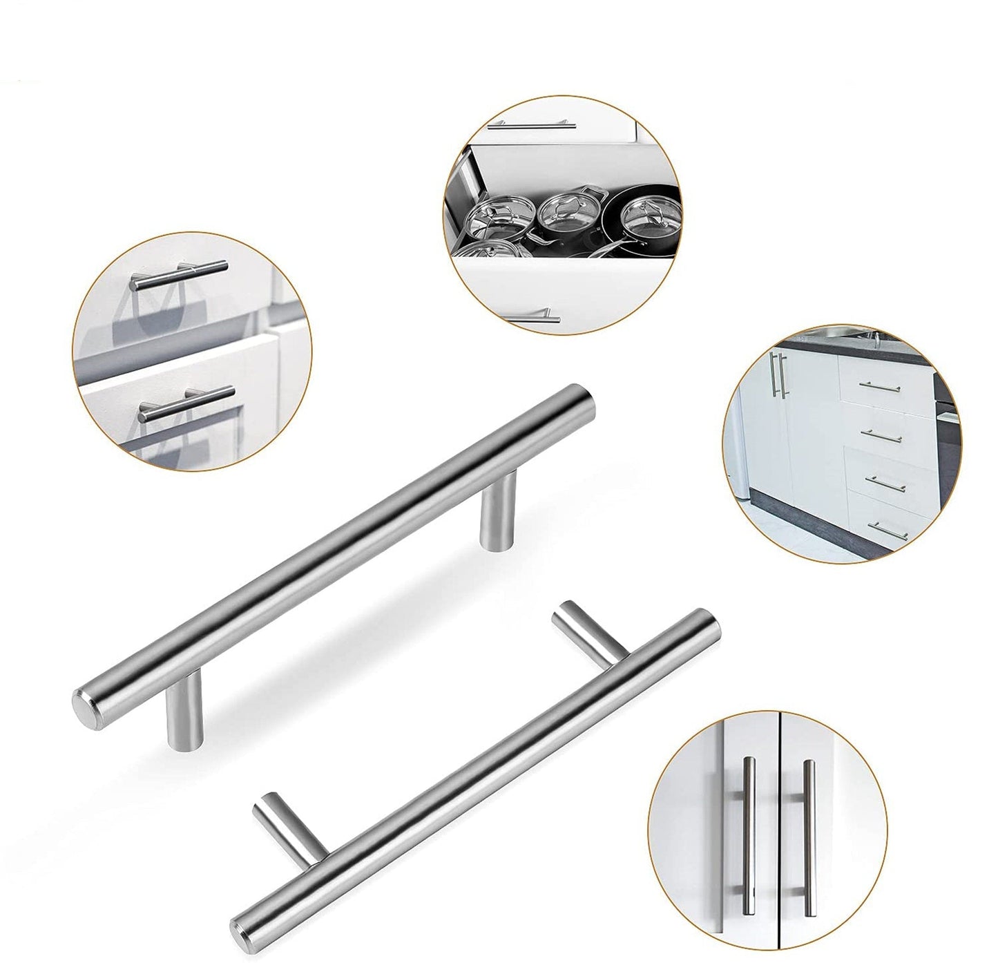 25 Pack 3.25 Inch(Center To Center) Brushed Nickel Cabinet Handles (3.25"，Customized Size)