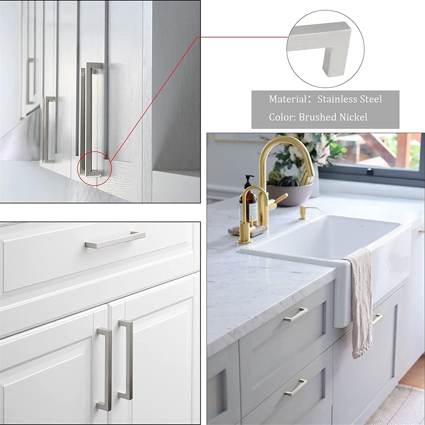 15 Pack 3.25 Inch (Center To Center) Brushed Nickel Cabinet Pulls (3.25", Customized Size)