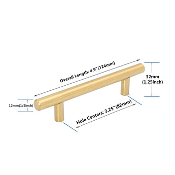 30 Pack 3.25 Inch(Center To Center) Brushed Brass Cabinet Pulls (82mm，Customized Size)