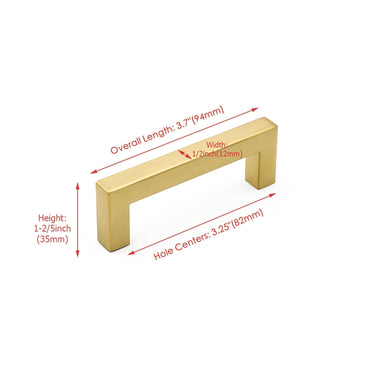 100 Pack 3.25 Inch(Center To Center) Brushed Brass Cabinet Pulls (3.25", Customized Size)