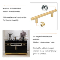 10 Pack 3.25 Inch(Center To Center) Brushed Brass Cabinet Handles (3.25"，Customized Size)
